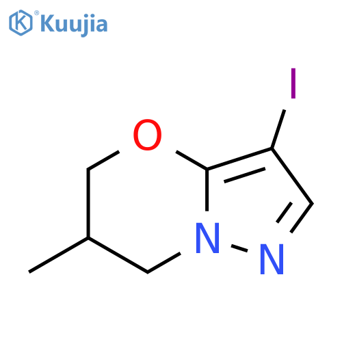 3-iodo-6-methyl-5H,6H,7H-pyrazolo3,2-b1,3oxazine structure