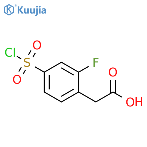 2-4-(chlorosulfonyl)-2-fluorophenylacetic acid structure
