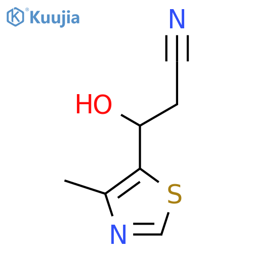 3-hydroxy-3-(4-methyl-1,3-thiazol-5-yl)propanenitrile structure
