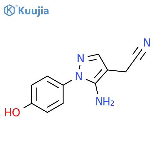 2-5-amino-1-(4-hydroxyphenyl)-1H-pyrazol-4-ylacetonitrile structure