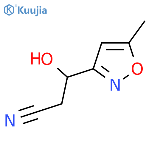 3-hydroxy-3-(5-methyl-1,2-oxazol-3-yl)propanenitrile structure