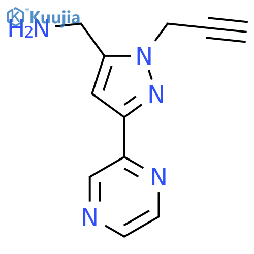(1-(Prop-2-yn-1-yl)-3-(pyrazin-2-yl)-1H-pyrazol-5-yl)methanamine structure