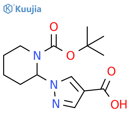 1-Piperidinecarboxylic acid, 2-(4-carboxy-1H-pyrazol-1-yl)-, 1-(1,1-dimethylethyl) ester structure