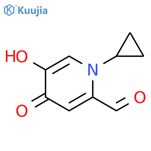 1-cyclopropyl-5-hydroxy-4-oxo-1,4-dihydropyridine-2-carbaldehyde structure