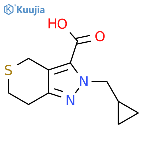 2-(Cyclopropylmethyl)-2,4,6,7-tetrahydrothiopyrano[4,3-c]pyrazole-3-carboxylic acid structure