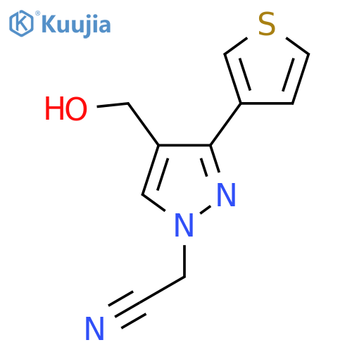 2-(4-(hydroxymethyl)-3-(thiophen-3-yl)-1H-pyrazol-1-yl)acetonitrile structure