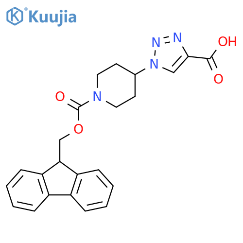 1-(1-{[(9H-fluoren-9-yl)methoxy]carbonyl}piperidin-4-yl)-1H-1,2,3-triazole-4-carboxylic acid structure