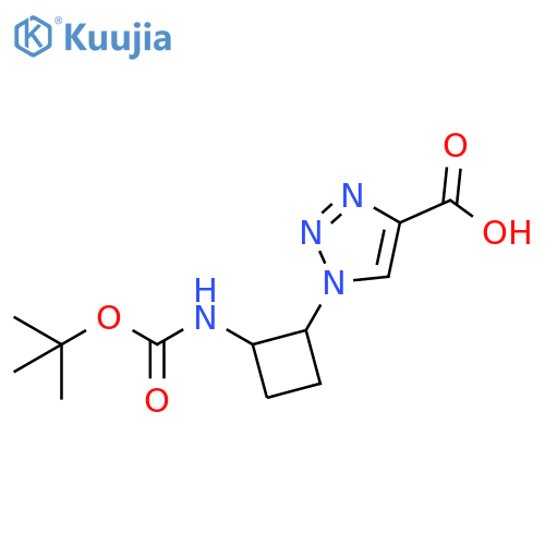 1-(2-{(tert-butoxy)carbonylamino}cyclobutyl)-1H-1,2,3-triazole-4-carboxylic acid structure