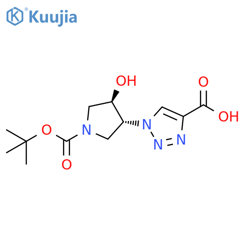 1-(3R,4R)-1-(tert-butoxy)carbonyl-4-hydroxypyrrolidin-3-yl-1H-1,2,3-triazole-4-carboxylic acid structure