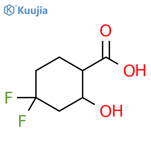 4,4-difluoro-2-hydroxy-cyclohexanecarboxylic acid structure