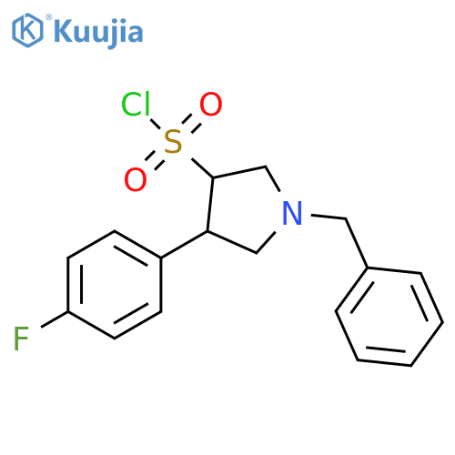 1-benzyl-4-(4-fluorophenyl)pyrrolidine-3-sulfonyl chloride structure
