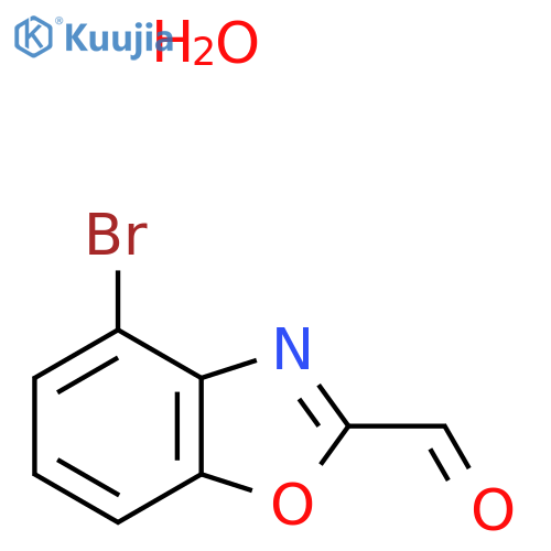 4-Bromo-benzooxazole-2-carbaldehyde hydrate structure