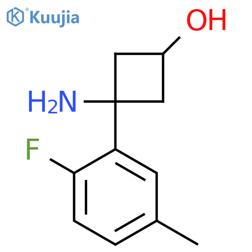 3-Amino-3-(2-fluoro-5-methylphenyl)cyclobutan-1-ol structure