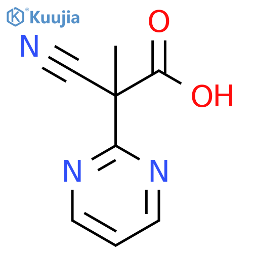2-cyano-2-methyl-2-(pyrimidin-2-yl)acetic acid structure