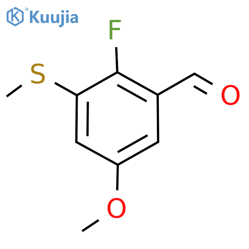 2-Fluoro-5-methoxy-3-(methylthio)benzaldehyde structure
