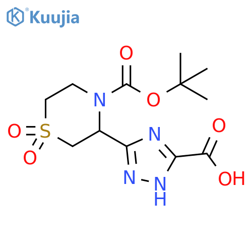 5-{4-(tert-butoxy)carbonyl-1,1-dioxo-1lambda6-thiomorpholin-3-yl}-4H-1,2,4-triazole-3-carboxylic acid structure