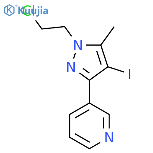 3-(1-(2-chloroethyl)-4-iodo-5-methyl-1H-pyrazol-3-yl)pyridine structure