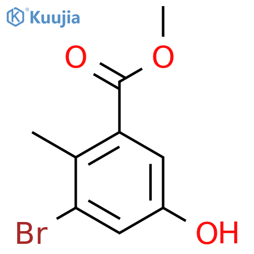 3-Bromo-5-hydroxy-2-methyl-benzoic acid methyl ester structure