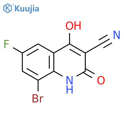 8-bromo-6-fluoro-2,4-dihydroxyquinoline-3-carbonitrile structure