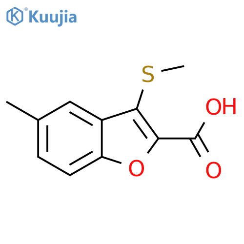 5-Methyl-3-methylsulfanyl-1-benzofuran-2-carboxylic acid structure