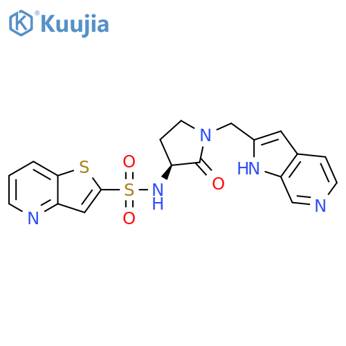 N-[2-Oxo-1-(1H-pyrrolo[2,3-c]pyridin-2-ylmethyl)pyrrolidin-3(S)-yl]thieno[3,2-b]pyridine-2-sulfonamide structure
