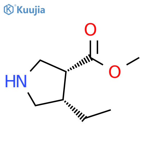 3-Pyrrolidinecarboxylic acid, 4-ethyl-, methyl ester, (3R,4S)-rel- structure
