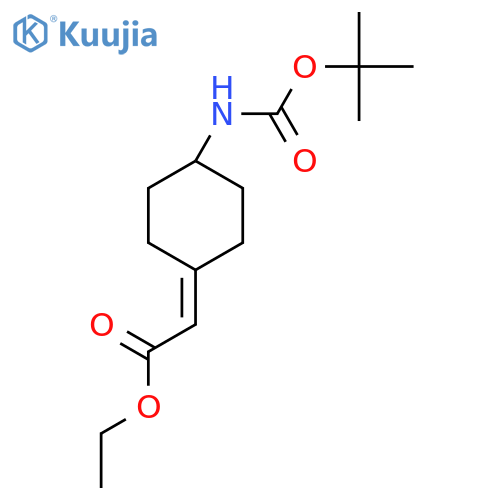 (4-Tert-Butoxycarbonylamino-cyclohexylidene)-acetic acid ethyl ester structure
