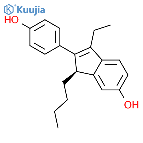 1H-Inden-6-ol, 1-butyl-3-ethyl-2-(4-hydroxyphenyl)-, (1R)- structure