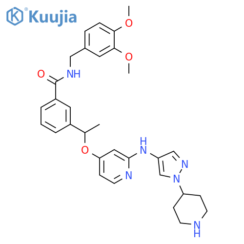 Benzamide, N-[(3,4-dimethoxyphenyl)methyl]-3-[1-[[2-[[1-(4-piperidinyl)-1H-pyrazol-4-yl]amino]-4-pyridinyl]oxy]ethyl]- structure