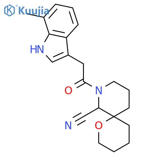 8-[2-(7-methyl-1H-indol-3-yl)acetyl]-1-oxa-8-azaspiro[5.5]undecane-7-carbonitrile structure