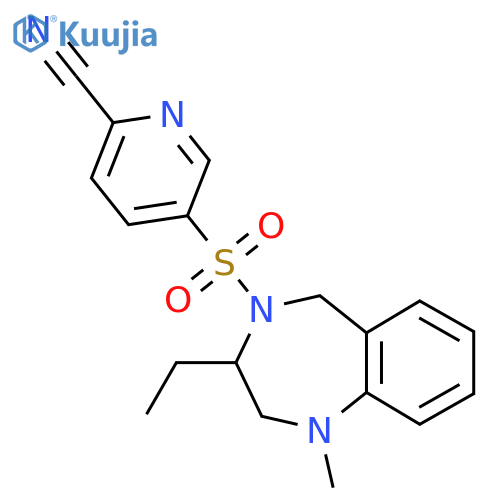5-[(3-ethyl-1-methyl-2,3,4,5-tetrahydro-1H-1,4-benzodiazepin-4-yl)sulfonyl]pyridine-2-carbonitrile structure