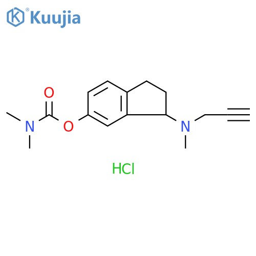 Carbamic acid, N,N-dimethyl-, 2,3-dihydro-3-(methyl-2-propyn-1-ylamino)-1H-inden-5-yl ester, hydrochloride (1:1) structure