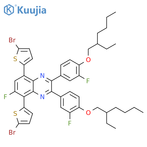 Quinoxaline, 5,8-bis(5-bromo-2-thienyl)-2,3-bis[4-[(2-ethylhexyl)oxy]-3-fluorophenyl]-6-fluoro- structure