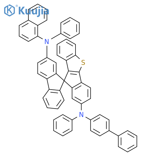 Spiro[10H-benz[b]indeno[2,1-d]thiophene-10,9'-[9H]fluorene]-2,2'-diamine, N2-[1,1'-biphenyl]-4-yl-N2'-1-naphthalenyl-N2,N2'-diphenyl- structure