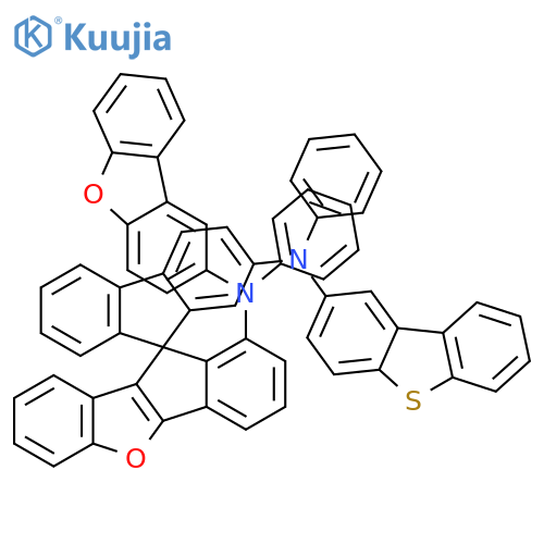 Spiro[10H-benz[b]indeno[2,1-d]furan-10,9'-[9H]fluorene]-1,2'-diamine, N1-2-dibenzofuranyl-N2'-2-dibenzothienyl-N1,N2'-diphenyl- structure