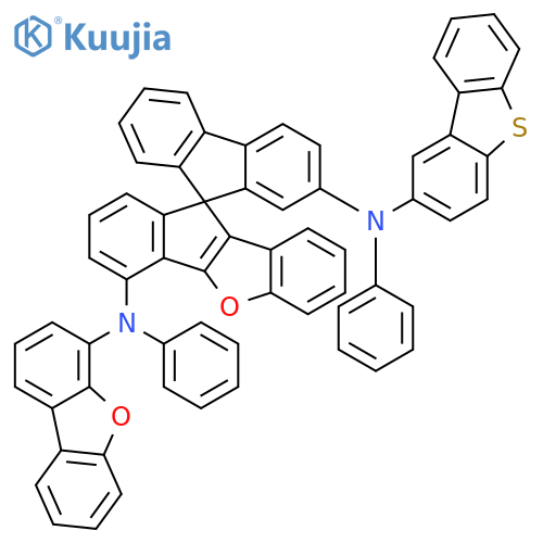 Spiro[10H-benz[b]indeno[2,1-d]furan-10,9'-[9H]fluorene]-2',4-diamine, N4-4-dibenzofuranyl-N2'-2-dibenzothienyl-N4,N2'-diphenyl- structure