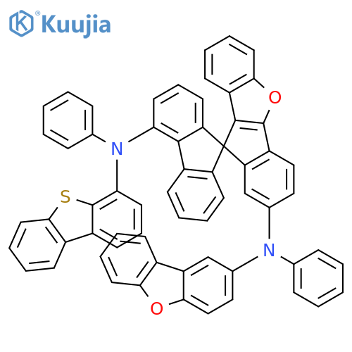 Spiro[10H-benz[b]indeno[2,1-d]furan-10,9'-[9H]fluorene]-2,4'-diamine, N2-2-dibenzofuranyl-N4'-4-dibenzothienyl-N2,N4'-diphenyl- structure