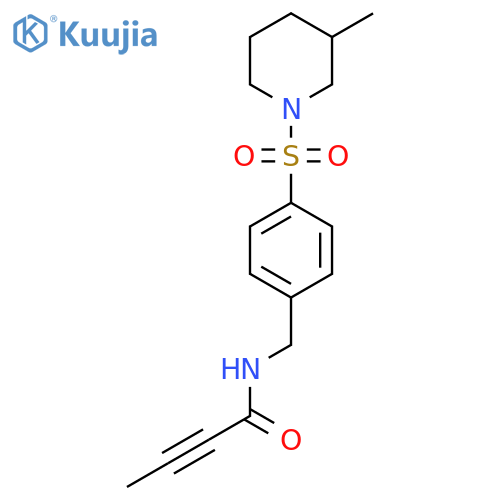 N-({4-[(3-methylpiperidin-1-yl)sulfonyl]phenyl}methyl)but-2-ynamide structure