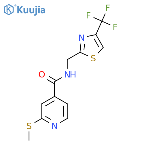 2-(methylsulfanyl)-N-{[4-(trifluoromethyl)-1,3-thiazol-2-yl]methyl}pyridine-4-carboxamide structure