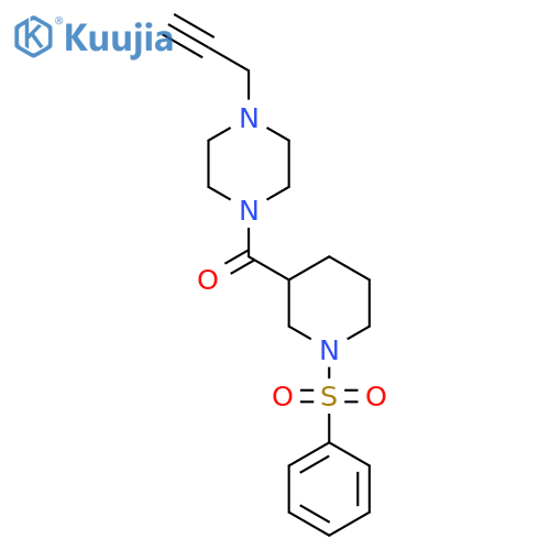1-[1-(Benzenesulfonyl)piperidine-3-carbonyl]-4-(prop-2-yn-1-yl)piperazine structure
