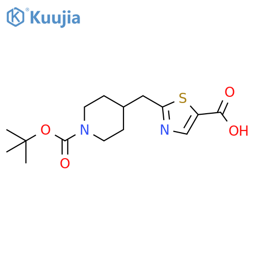 2-({1-[(tert-butoxy)carbonyl]piperidin-4-yl}methyl)-1,3-thiazole-5-carboxylic acid structure