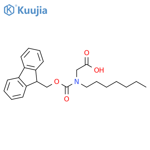 2-({(9H-fluoren-9-yl)methoxycarbonyl}(heptyl)amino)acetic acid structure