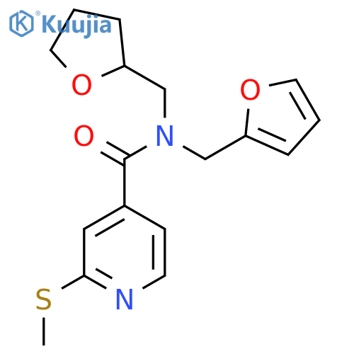 N-[(furan-2-yl)methyl]-2-(methylsulfanyl)-N-[(oxolan-2-yl)methyl]pyridine-4-carboxamide structure