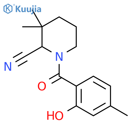1-(2-Hydroxy-4-methylbenzoyl)-3,3-dimethylpiperidine-2-carbonitrile structure