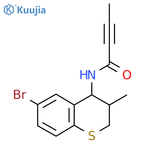 N-(6-bromo-3-methyl-3,4-dihydro-2H-1-benzothiopyran-4-yl)but-2-ynamide structure