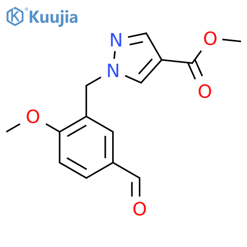 methyl 1-(5-formyl-2-methoxyphenyl)methyl-1H-pyrazole-4-carboxylate structure