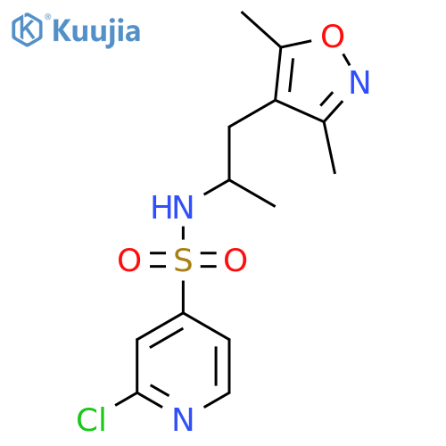 2-chloro-N-[1-(3,5-dimethyl-1,2-oxazol-4-yl)propan-2-yl]pyridine-4-sulfonamide structure