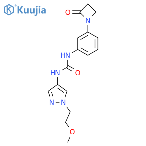 3-[1-(2-methoxyethyl)-1H-pyrazol-4-yl]-1-[3-(2-oxoazetidin-1-yl)phenyl]urea structure