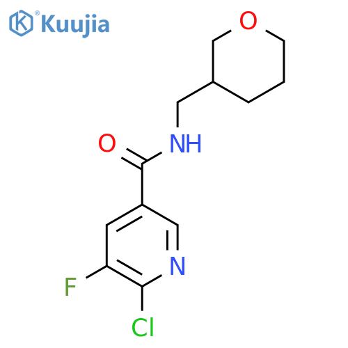 6-chloro-5-fluoro-N-[(oxan-3-yl)methyl]pyridine-3-carboxamide structure