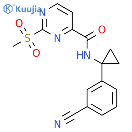 N-[1-(3-cyanophenyl)cyclopropyl]-2-methanesulfonylpyrimidine-4-carboxamide structure